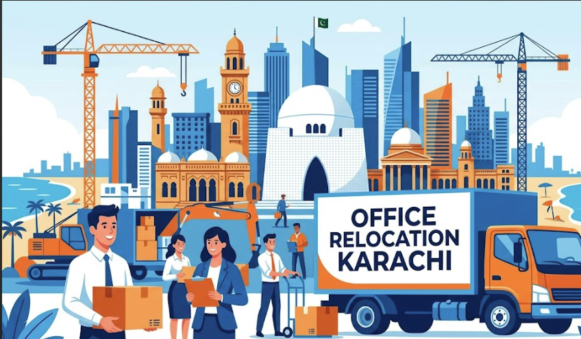 Office Relocation Karachi 2026 Skyline and Moving Truck